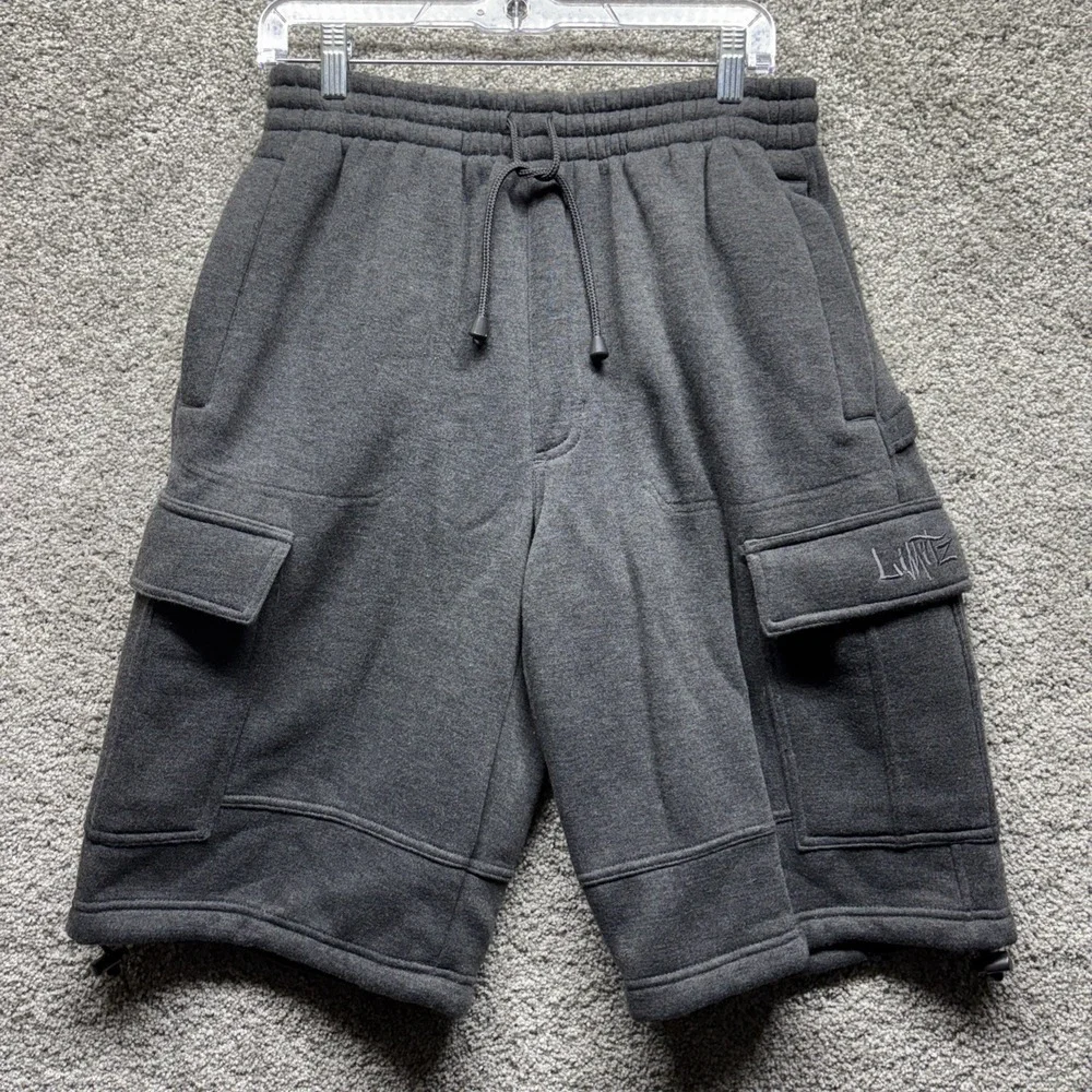 Vintage Y2K No Boundaries Limitz Shorts Men's SMALL Gray Cargo Baggy Fleece NWT‎